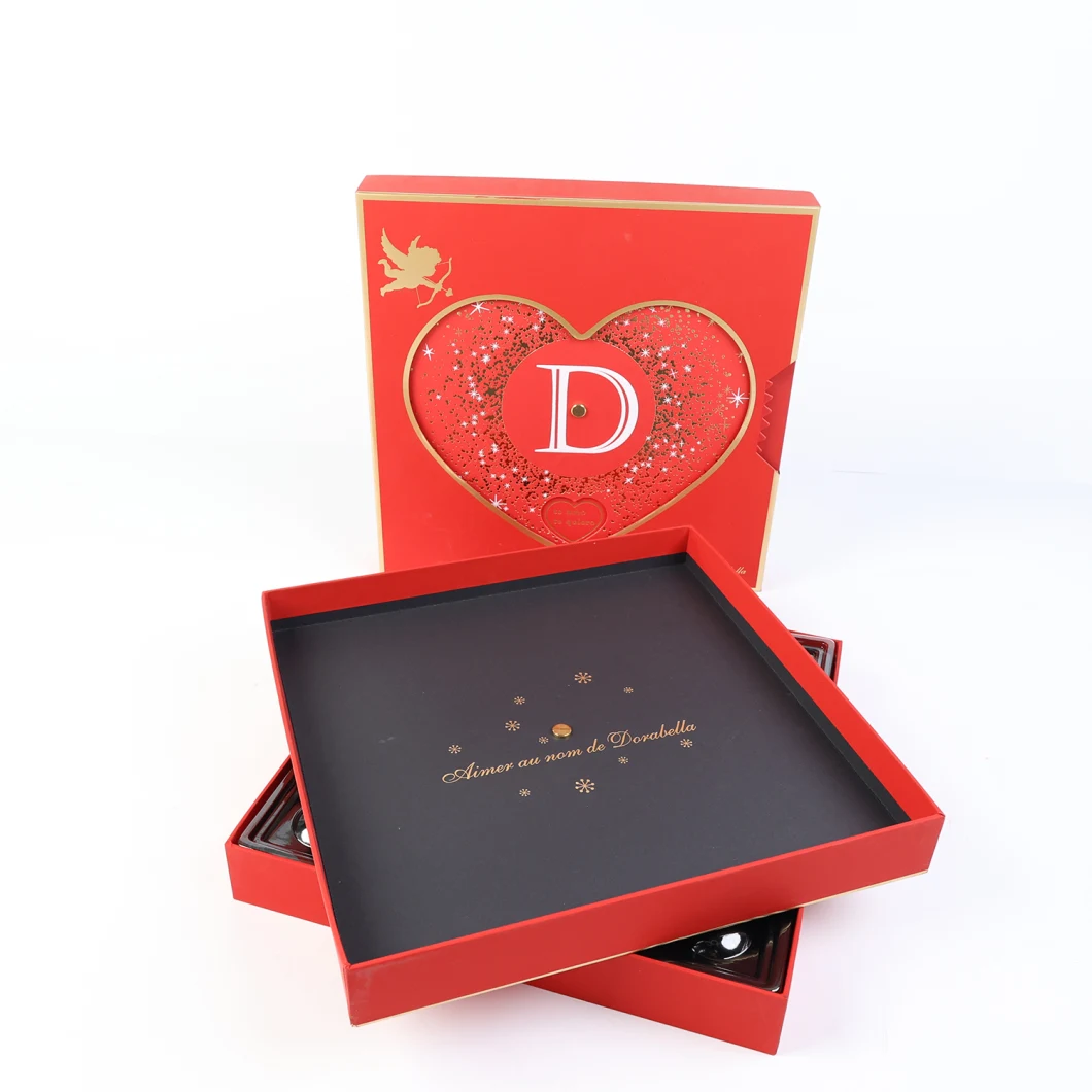 Hot Stamping Custom Hollow Heart Pull-out Chocolate Gift Packing Printing Box in Cheapest